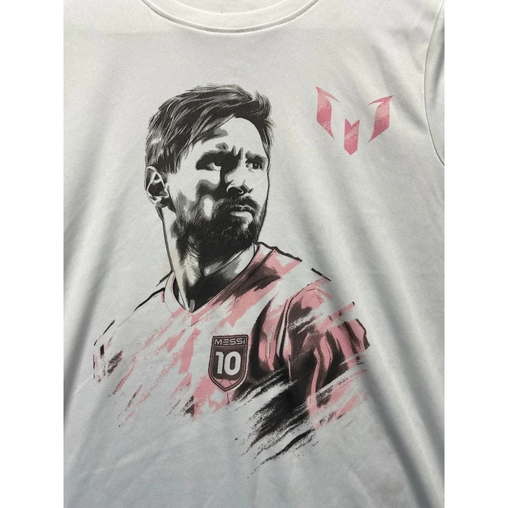 Messi Collection T Shirt Boys M (10-12) White Graphic Print LCW Kids Messi Logo
